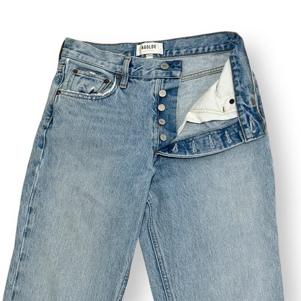 AGOLDE Relaxed Boot Jeans in Curio Size 25 Mid Rise Raw Hem Button Fly - Picture 7 of 13